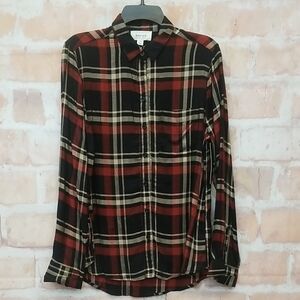 Korye Women's  Red and Black Plaid Shirt